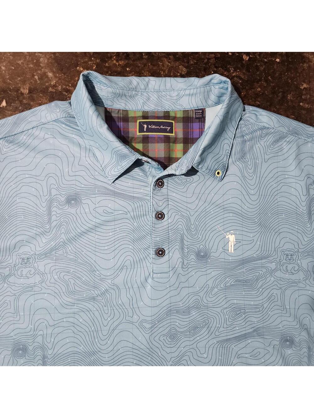 William Murray Reading Greens Topographic Map Performance Stretch Golf Mens XL